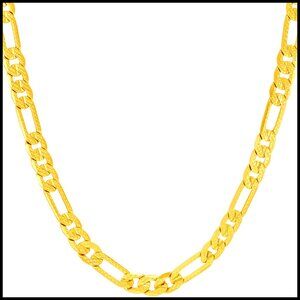 5mm Crushed Figaro Chain Necklace Elegant Minimal Classic Gold Plated